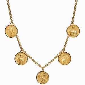 awe Inspired Olympus Coin Pendant 14K Gold Vermeil Statement Chain Necklace 925